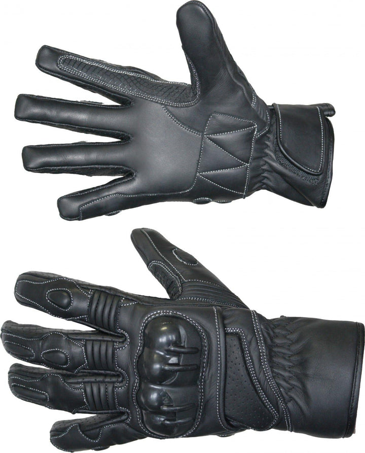 German Wear Motorradhandschuhe Motorrad Biker Lederhandschuhe Schwarz, Size:8=M, 8=m