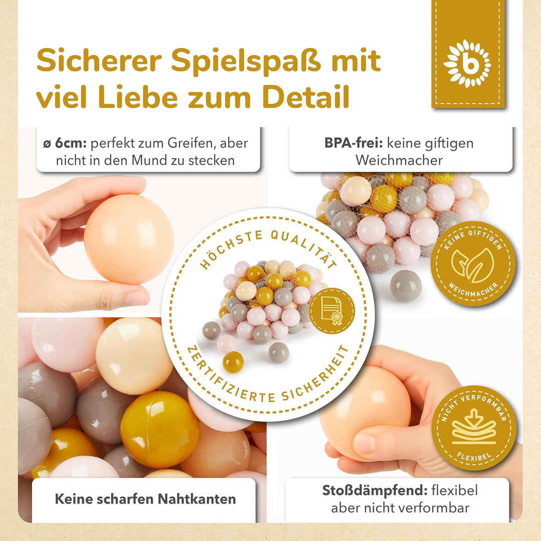 Bieco Bälle für Bällebad Sunrise | 100 Stück | Bunte Bälle | Bällebad Kinder | Bällebad Baby | Bälle