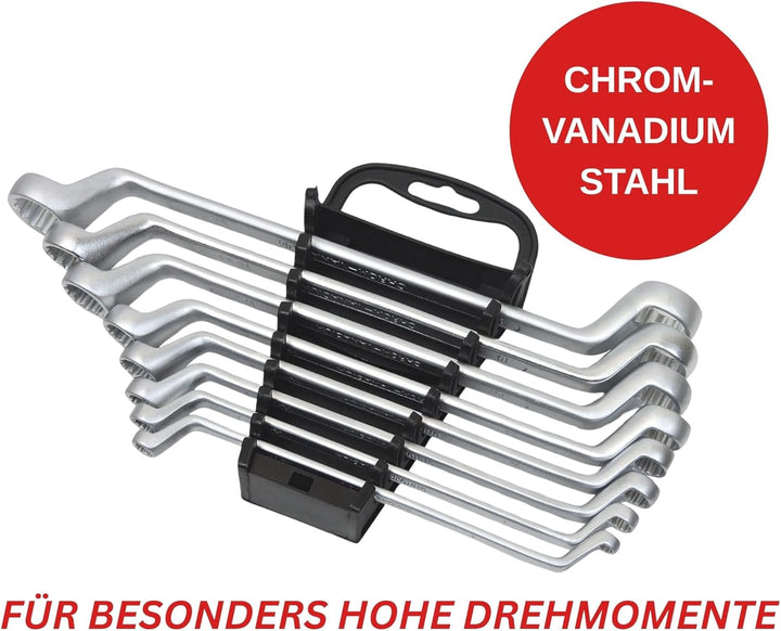 FAMEX 10154-8 Doppel-Ringschlüssel-Satz aus Chrom Vanadium Stahl 6-22 mm, gekröpft geschmiedet - Sch