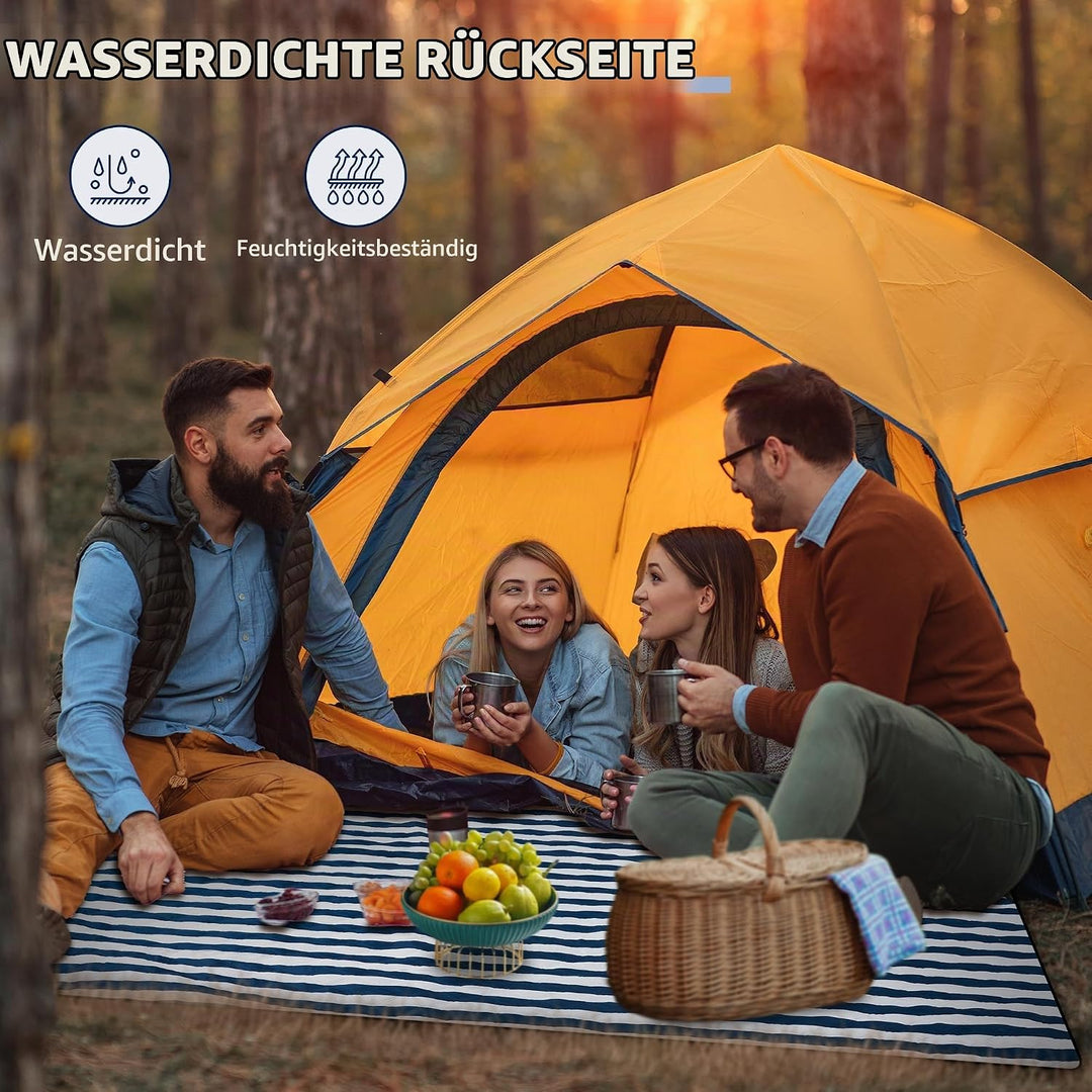 Picknickdecke 200 x 200cm, Wasserdicht Stranddecke Sandfrei mit Tragegurt, Tragbare Waschbar Strandm