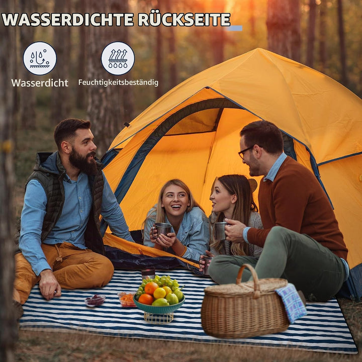 Picknickdecke 200 x 200cm, Wasserdicht Stranddecke Sandfrei mit Tragegurt, Tragbare Waschbar Strandm