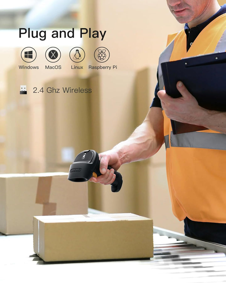 Inateck Wireless Barcode Scanner 2.4 GHz, 35 m Reichweite, automatisches schnelles und präzises Scan