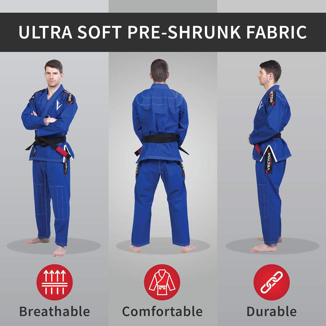 Vector Brazilian Jiu Jitsu (BJJ) Gi Kimono, vorgeschrumpft, geringes Gewicht, in Pearl-Weave gewebt,