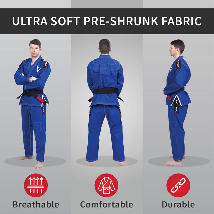 Vector Brazilian Jiu Jitsu (BJJ) Gi Kimono, vorgeschrumpft, geringes Gewicht, in Pearl-Weave gewebt,