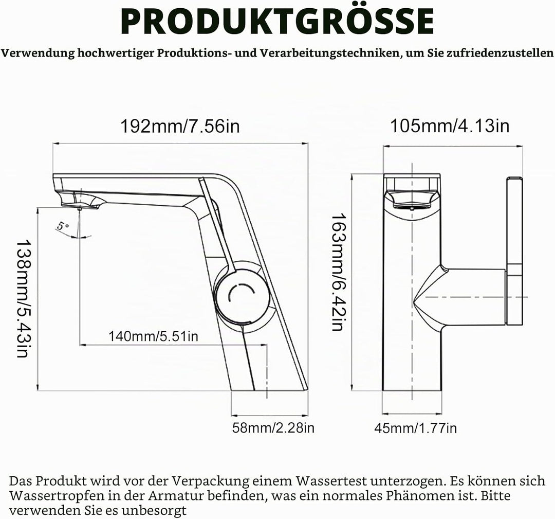 Wasserhahn Bad mit LED-Temperaturanzeige, Waschtischarmatur Badarmatur Einhebelmischer Küche Wasserh