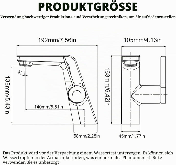 Wasserhahn Bad mit LED-Temperaturanzeige, Waschtischarmatur Badarmatur Einhebelmischer Küche Wasserh