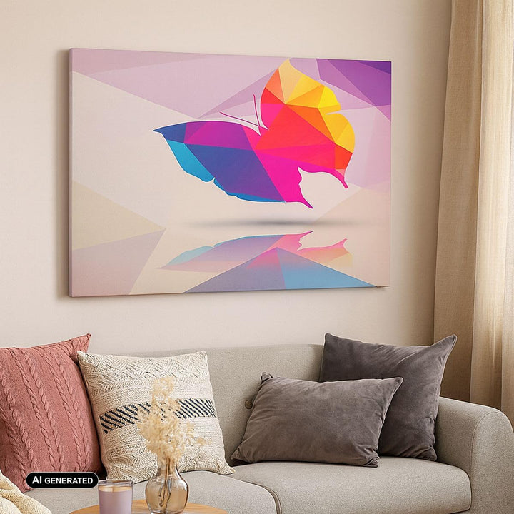 Bilder auf Leinwand 100x70cm Leinwandbild Schmetterling Illustration Grafik Gross Wanddeko Bild Schl