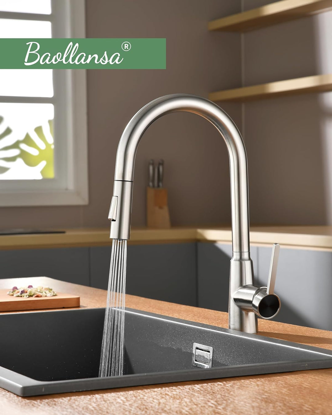 Wasserhahn Küche Ausziehbar, Hochdruck Küchenarmatu mit Herausziehbarer Brause Armatur, Mischbatteri