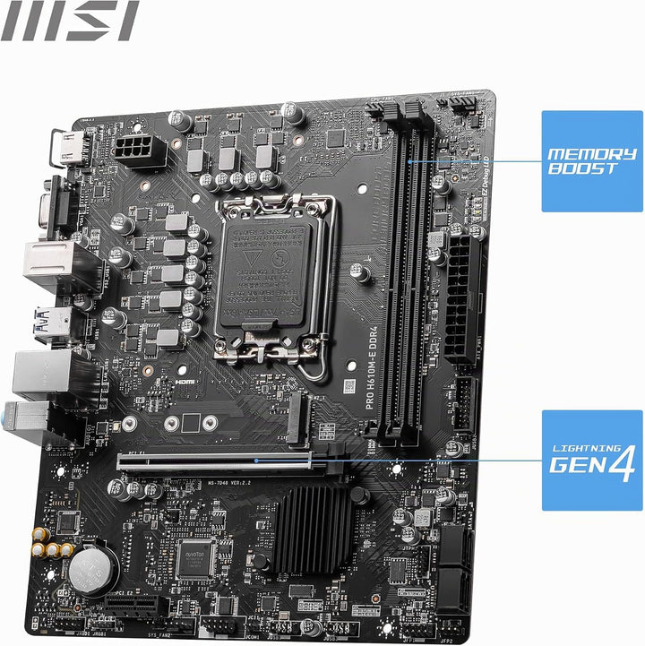 MSI PRO H610M-E DDR4 Motherboard, Micro-ATX - Unterstützt Intel 12th Gen Core Prozessoren, LGA 1700-