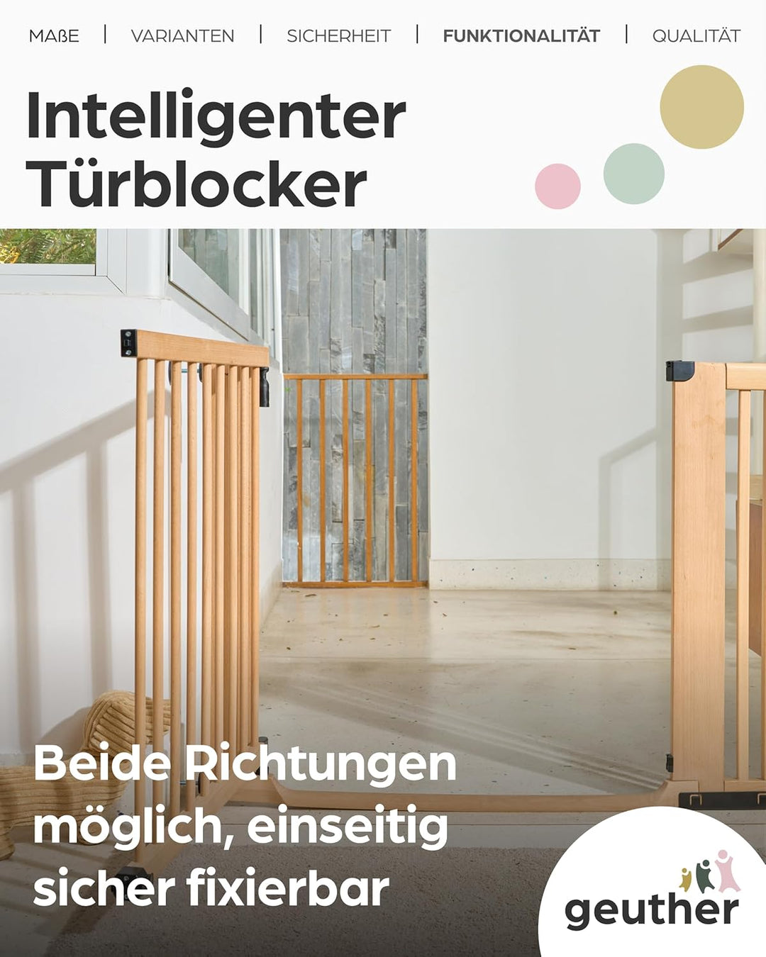 Geuther Easylock Flat Step Treppenschutzgitter ohne Bohren 95-103 cm Breite, Türschutzgitter zum Kle