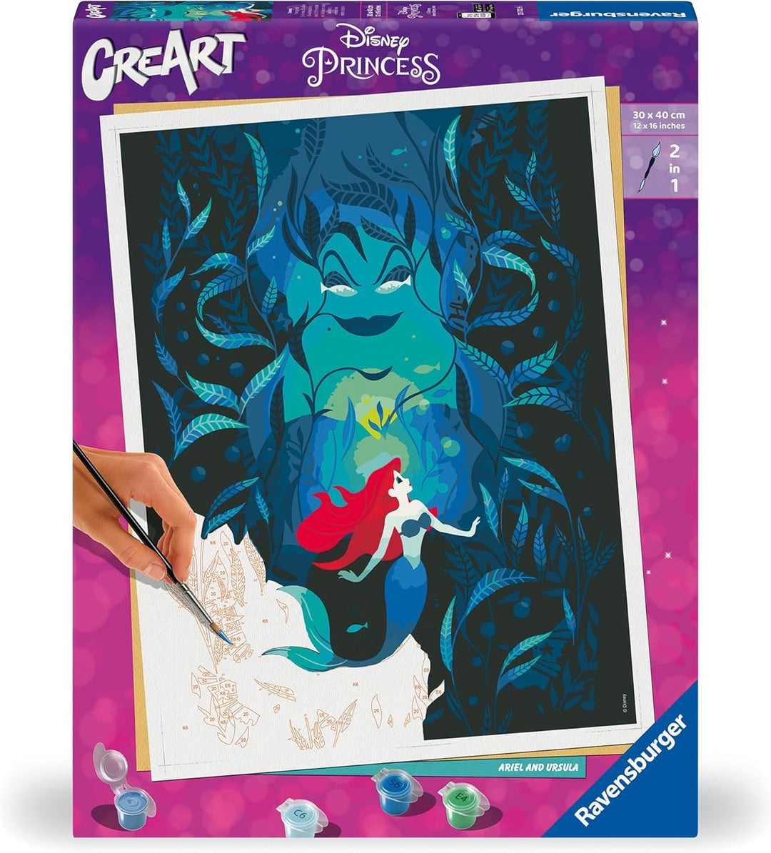 Ravensburger CreArt 23732 - Ariel and Ursula - Disney Malen nach Zahlen Erwachsene, DIY Malset mit P