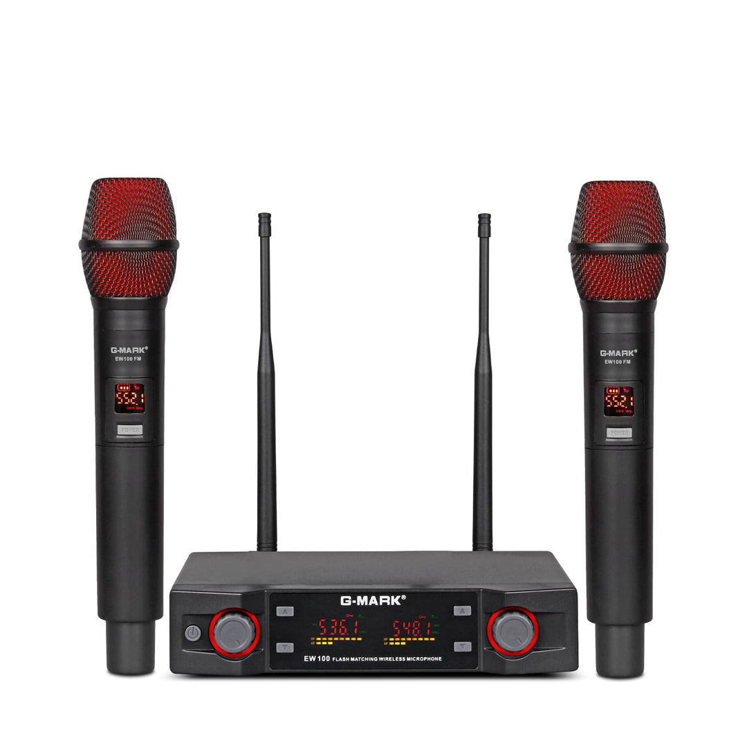 G-MARK Drahtloses Mikrofon, UHF Dual Handheld Cordless Dynamic Mic System mit wiederaufladbarem Empf