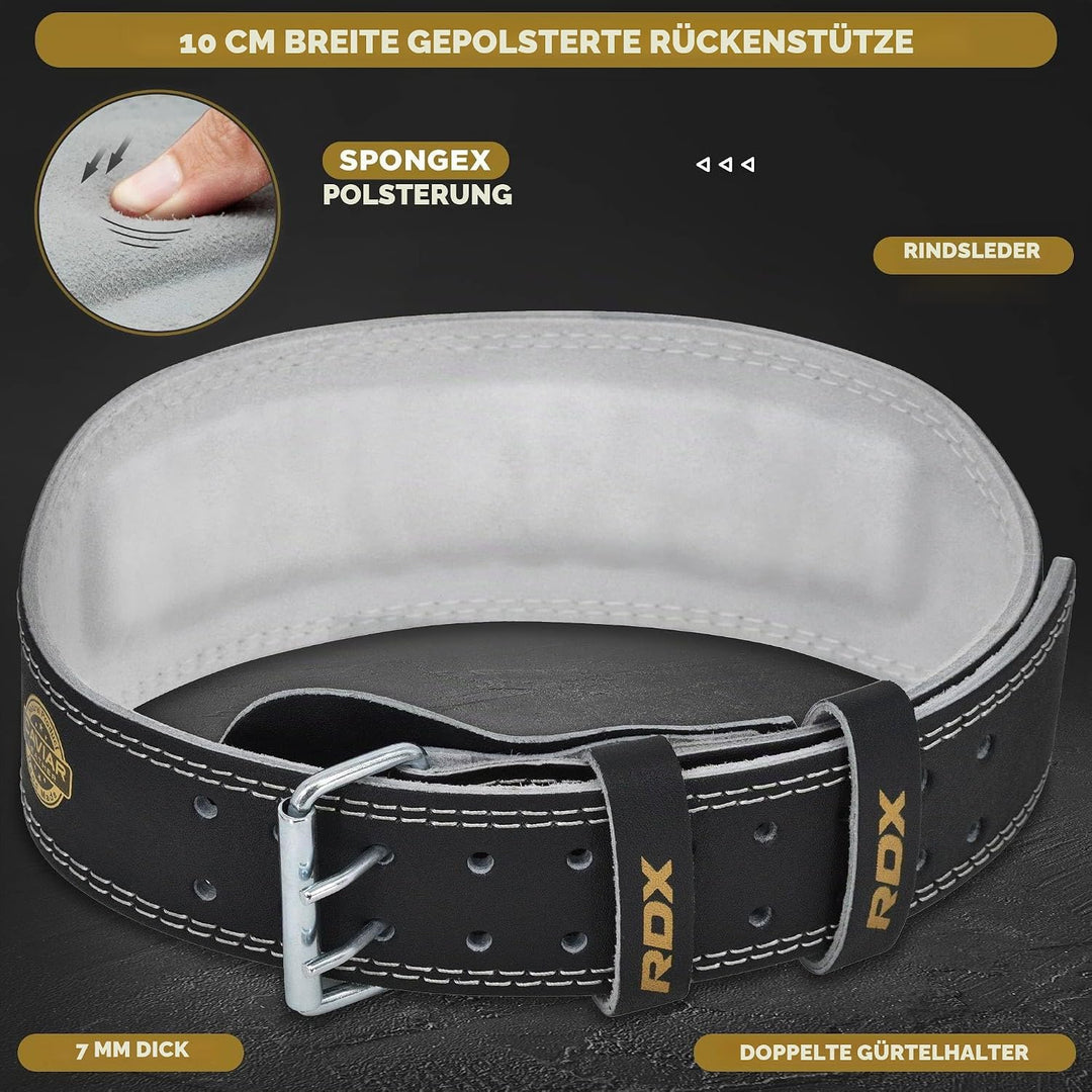 RDX 4” Gewichthebergürtel Leder, 10 Verstellbar Löcher Trainingsgürtel Schnalle, Powerlifiting Fitne