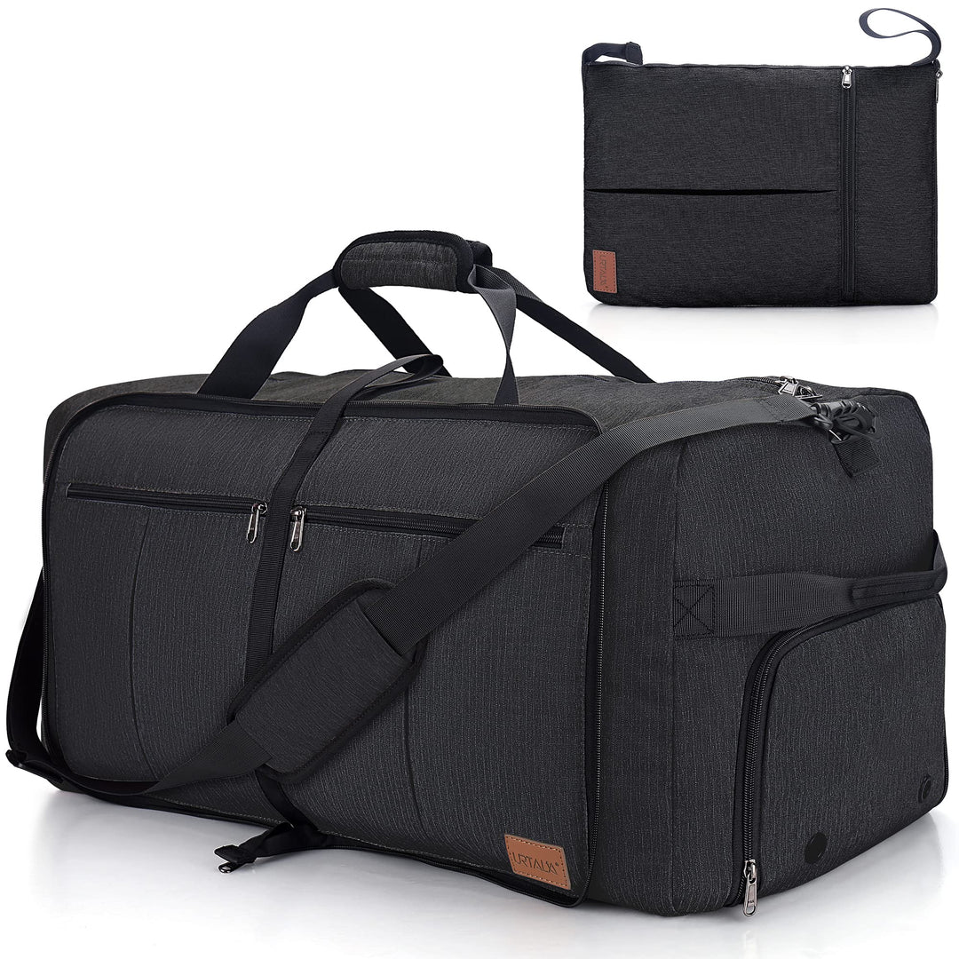 Urtala Faltbare Reisetasche für Herren &amp; Damen, 80L Gross Weekender Übernachtungstasche mit Schuhfac