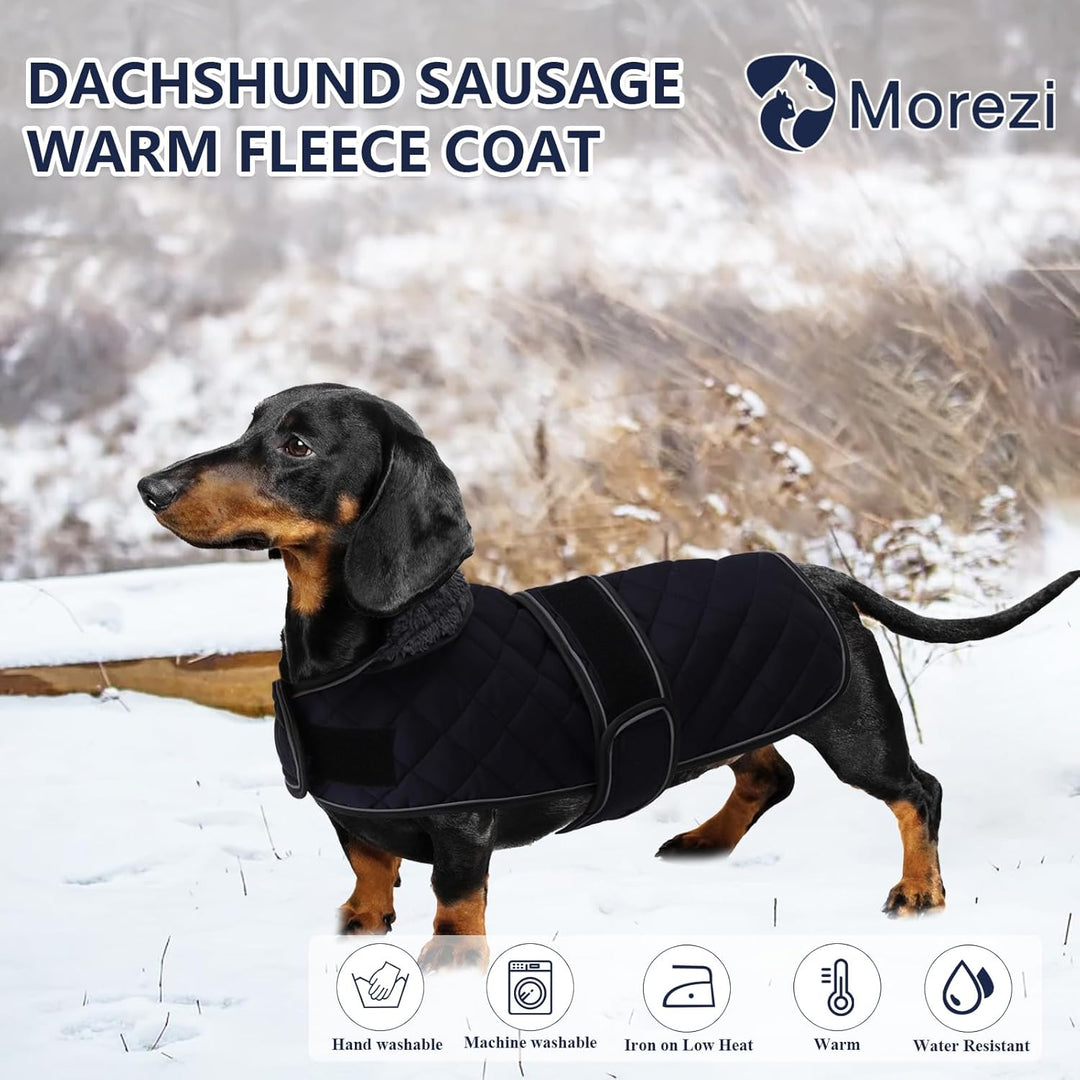 MOREZI Dackel Hund Winterjacke. wasserdichte Hundejacke. Mit Wolle, inneren und verstellbaren Schult