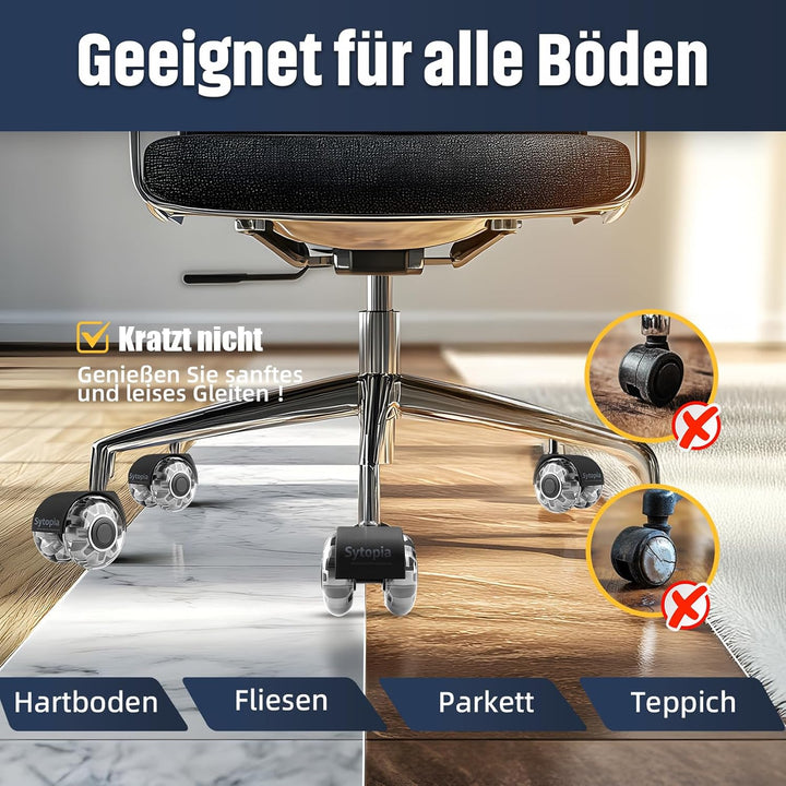 Sytopia Bürostuhl Rollen mit 10mm X 22mm Stift, 5er Set Rollen für 1KEA Bürostühle, Hartbodenrollen