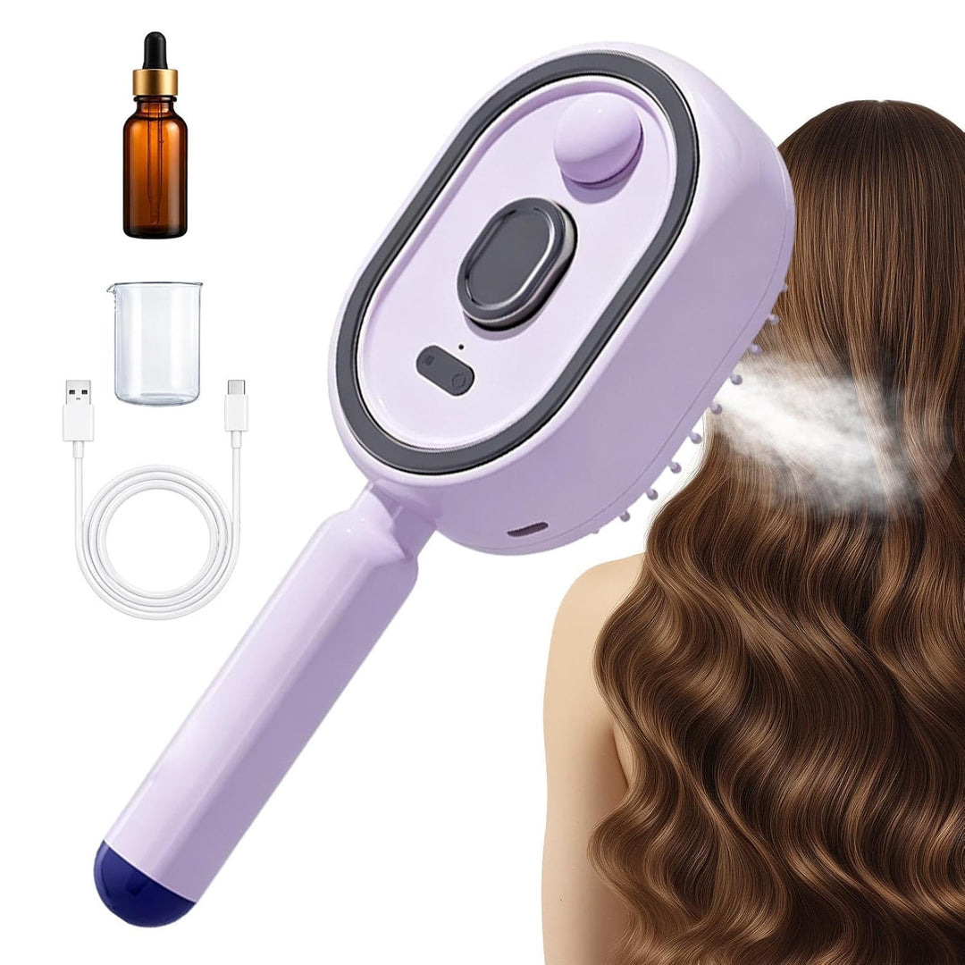 Haarbürste mit Dampffunktion,Wiederaufladbarer Tragbarer Rotlichtkamm | Anti-Frizz kabellose elektri