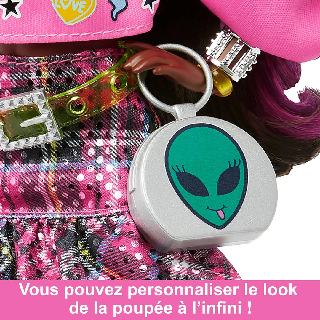 Barbie-Puppe mit Panda, Barbie Extra, Kinderspielzeug, Kleidung und Accessoires, brünettes Haar mit