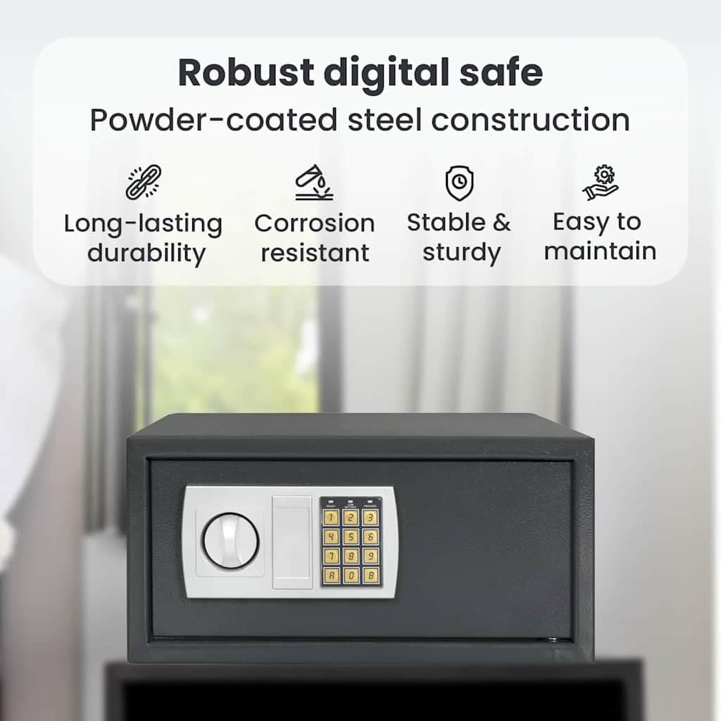 vidaXL Digitaler Safe mit Schloss Dunkelgrau 42 x 37 x 20 cm Stahl, Heimwerker Schreibtischsafe, mod