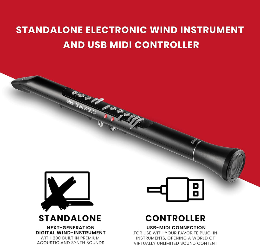 AKAI Professional EWI Solo - Elektronisches Blasinstrument mit eingebautem Lautsprecher, wiederaufla