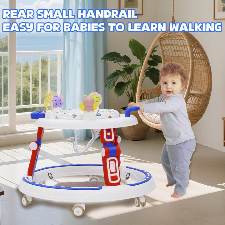Lauflernhilfe Babywalker 5in1 mit Musikspielzeug, Fussstütze, 360-Grad-Stummschaltung, 6 Räder, 360°