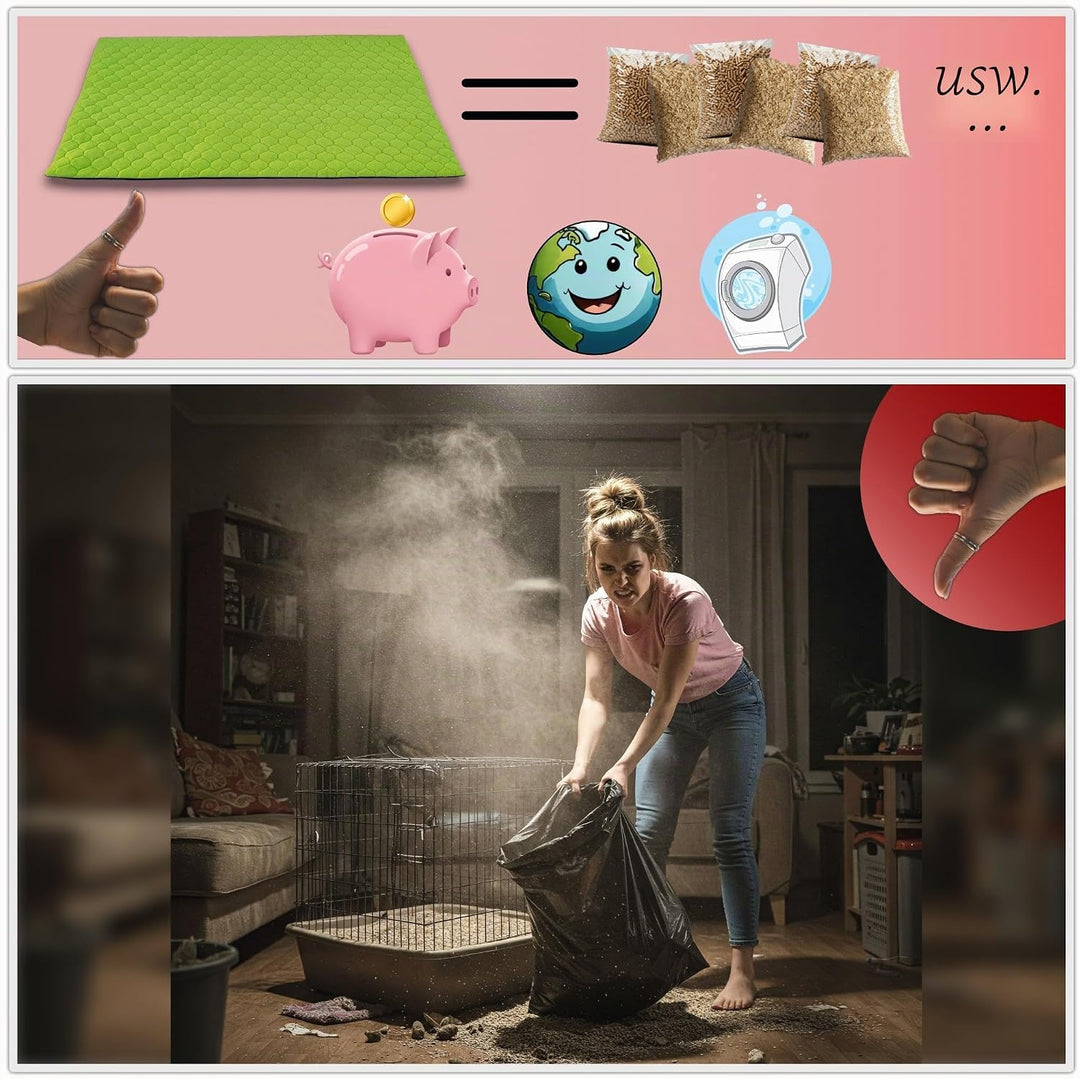 2 Stück Käfigeinlage für Kaninchen und Meerschweinchen mit Abnehmbarer Fleece-Tunneldecke - perfekte