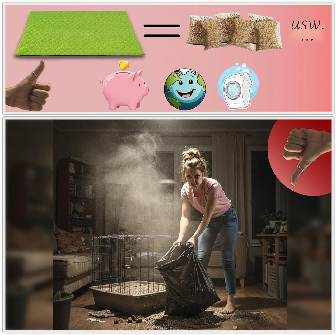 NEO SOLVO Käfigeinlage für Kaninchen und Meerschweinchen mit Abnehmbarer Fleece-Tunneldecke - perfek