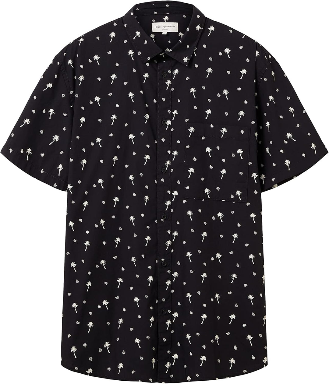 TOM TAILOR Denim Herren Relaxed Fit Hemd mit Muster XL 31914 - Black White Mini Palm Paisley, XL 319