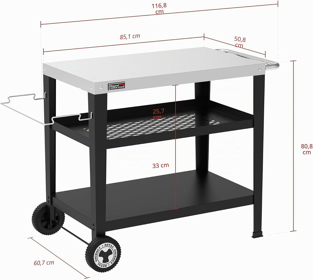 Royal Gourmet PC3404S Rollbarer Esstisch mit Müllbeutelhalter, für den Aussenbereich, Garten, Terras