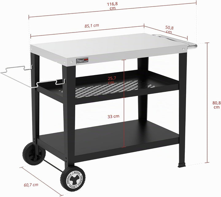 Royal Gourmet PC3404S Rollbarer Esstisch mit Müllbeutelhalter, für den Aussenbereich, Garten, Terras