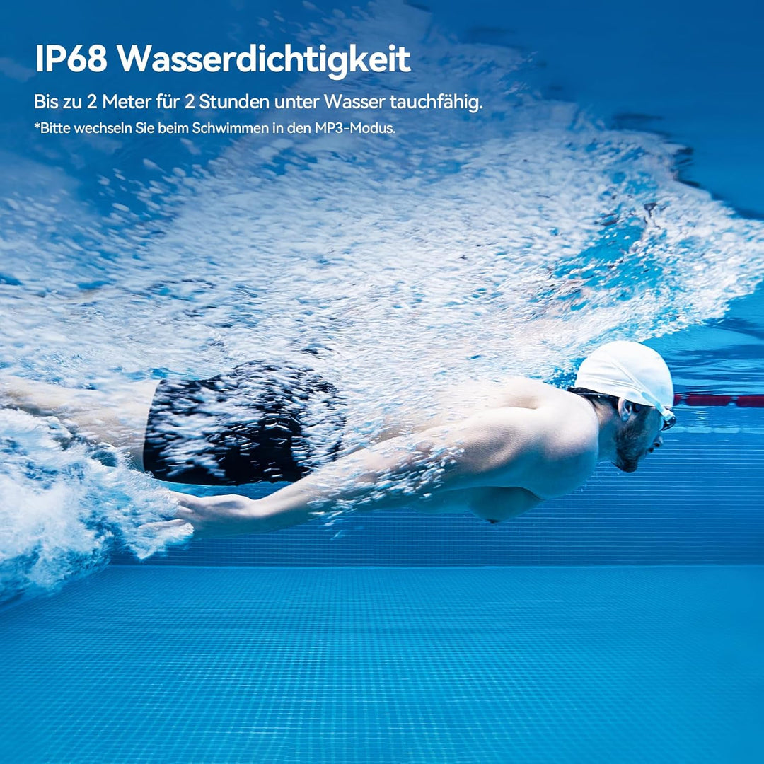 mojawa Run Plus Knochenschall-Kopfhörer, Open-Ear, Bluetooth 5.2, 32GB MP3, IP68 Wasserdicht, ENC-Mi