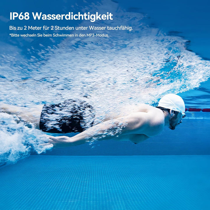 mojawa Run Plus Knochenschall-Kopfhörer, Open-Ear, Bluetooth 5.2, 32GB MP3, IP68 Wasserdicht, ENC-Mi