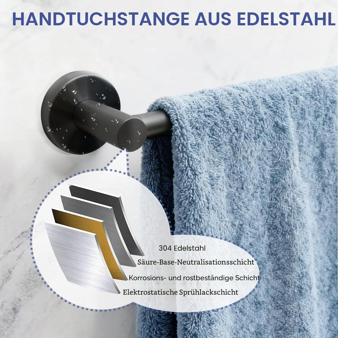 Handtuchhalter Schwarz, Edelstahl Handtuchstange Ausziehbar von 40-70cm, Geschirrtuchhalter Küche, B