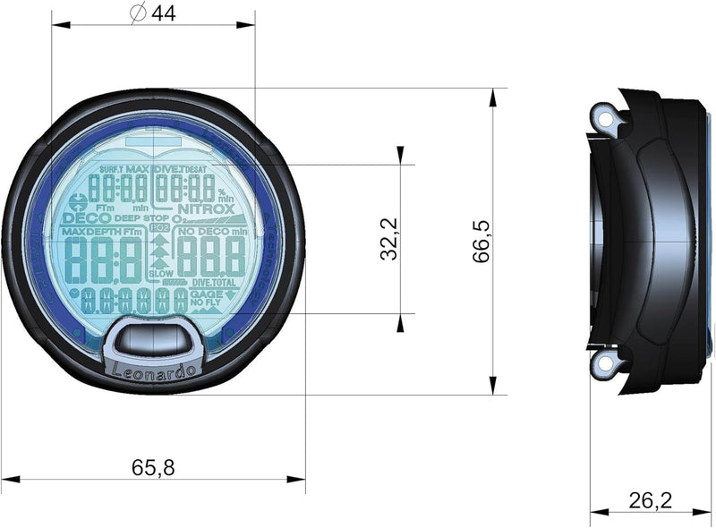 Cressi Leonardo - Premium Tauchcomputer Air / Nitrox und Tiefenmesser Modi - WEEE NR. DE 13961704 Sc