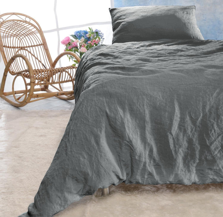 Wohnen & Accessoires GmbH & Co. KG Leinen-Bettwäsche Set Sintra 135x200cm + 80x80cm grau-braun 2tlg.