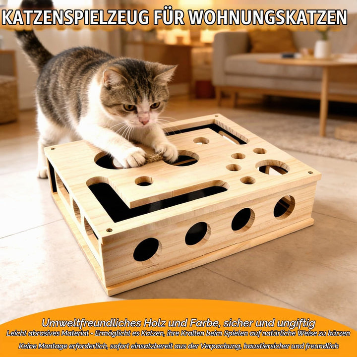 Katzenkratzpuzzle Anreicherungsbox, Katzen Kratzbrett, AnreicherungsBox Katzen Nagelfeilen Holz mit