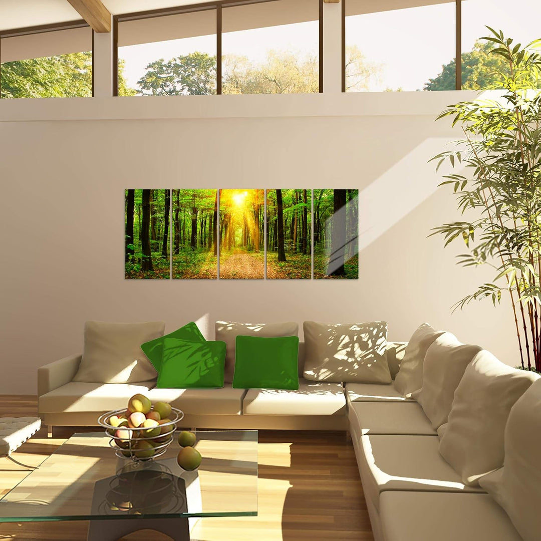 Runa Art Bild Wald Landschaft Wandbilder auf Vlies Leinwand 5 Teilig Wanddekoration Schlafzimmer Woh