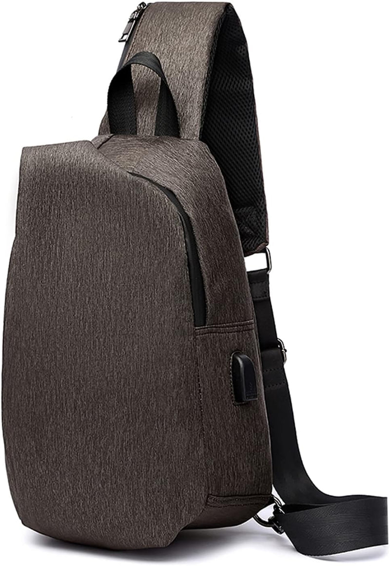 FANDARE Brusttasche Umhängetasche mit USB Business Sling Daypacks Sling Chest Bag Herren Schultertas