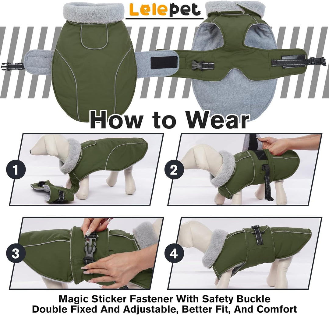 Lelepet Hundemantel Winterweste Reflektierende Fleece Hundejacke für Extra Grosse Hunde Wasserdicht