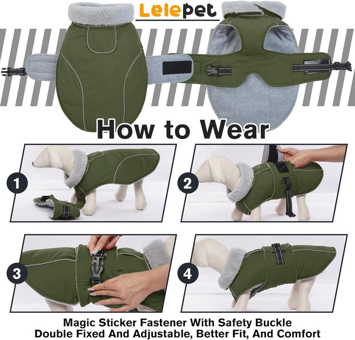 Lelepet Hundemantel Winterweste Reflektierende Fleece Hundejacke für Extra Grosse Hunde Wasserdicht