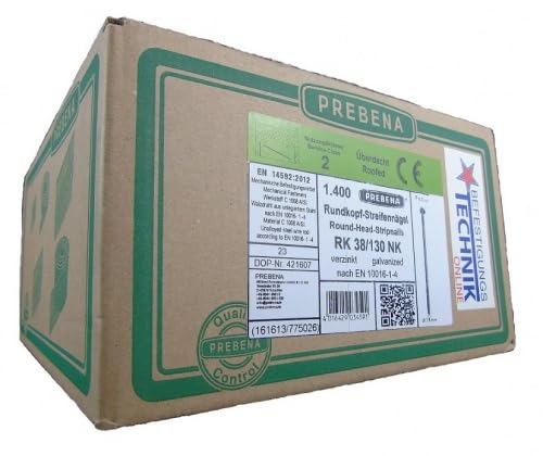 1400 Streifennägel 20° 3,8x130mm glatt verzinkt für Nagler Bostitch Prebena Paslode KMR BeA 1,4M