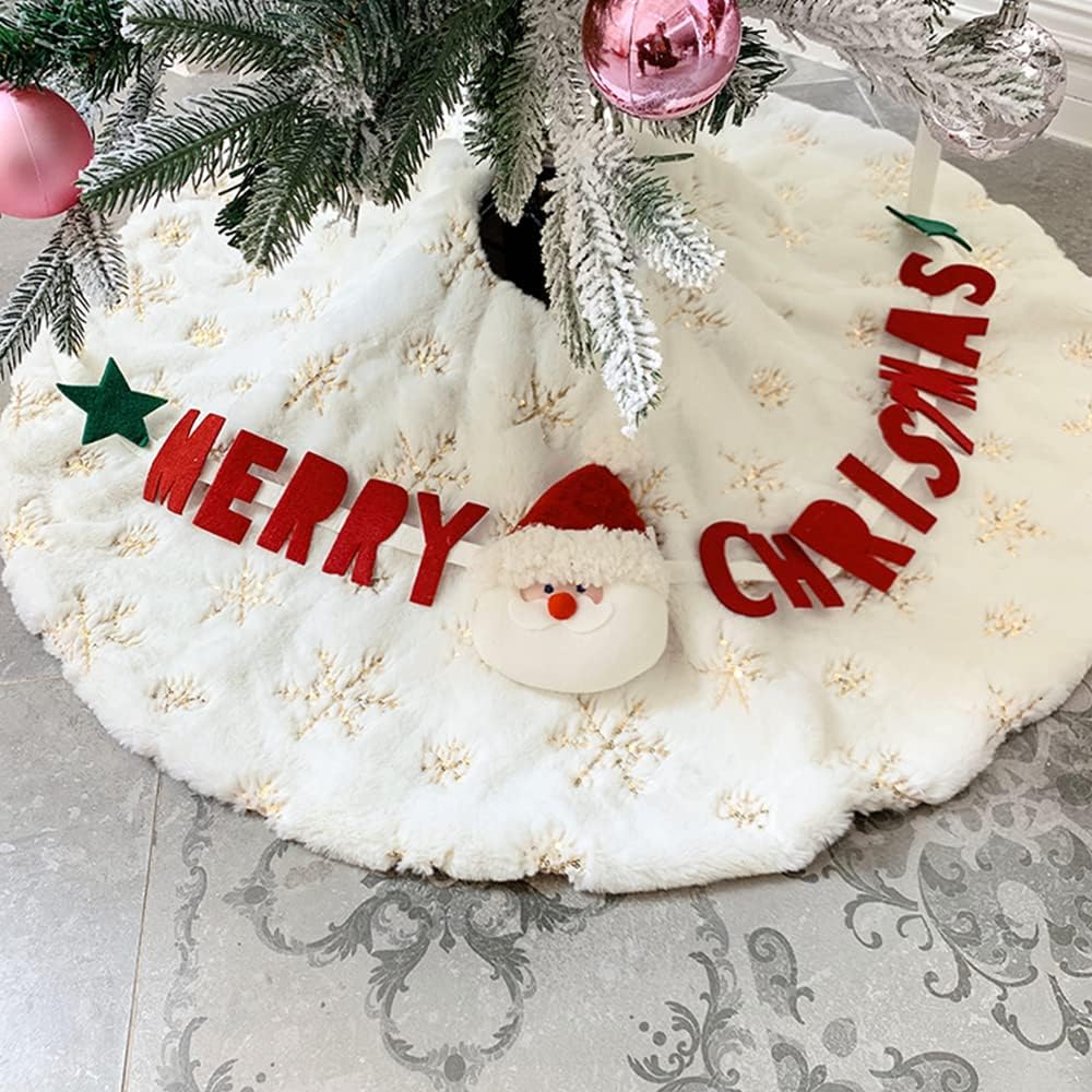 Lafunda 120cm Weihnachtsbaum Decke giltzer Plüsch Baumdecke Rund Weihnachtsbaum Rock mit Pailletten
