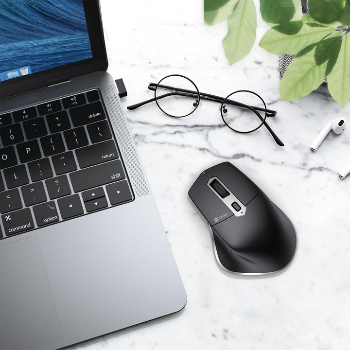 iClever Kabellose Bluetooth Maus, wiederaufladbare Bluetooth-Funkmaus, Ergonomische Maus kabellos fü