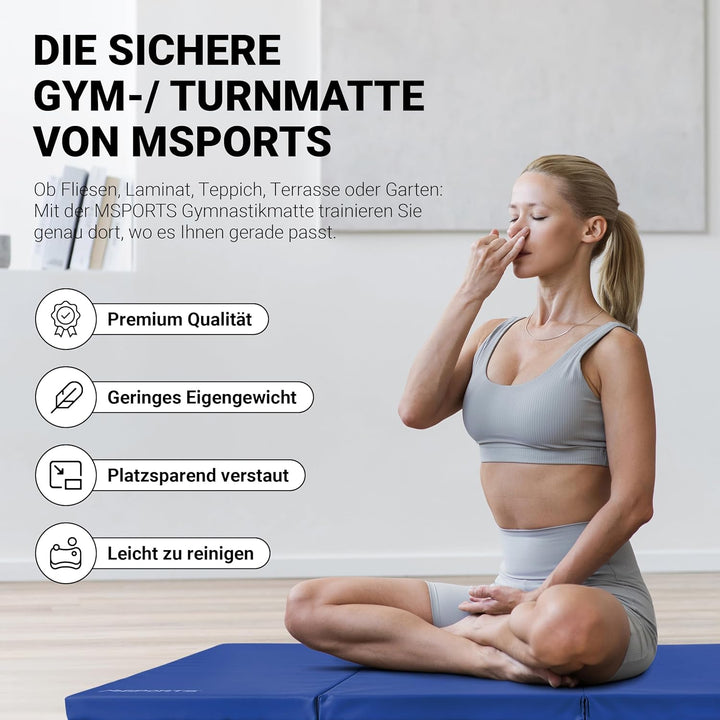 MSPORTS Turnmatte Premium klappbare Weichbodenmatte 190 x 80 x 5 cm Gymnastikmatte faltbare Sportmat