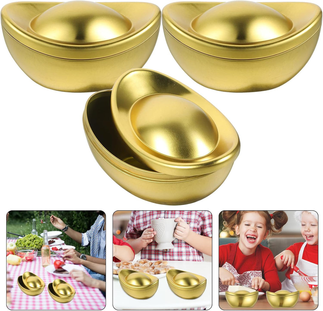 Gadpiparty 3 Stück Goldfarbene Bonbondose aus Weissblech im Barrenform Design Leichte und Strapazier