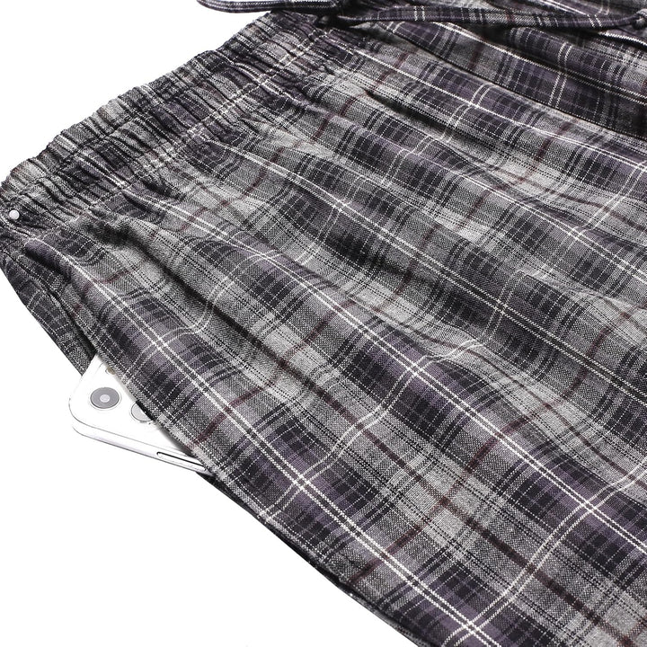 Winovia Herren Schlafanzughose Lang Baumwolle Karierte Pyjamahose Lounge Hose Pyjamaunterteil Freize