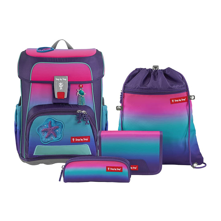 Step by Step Schulranzen-Set Cloud Ocean Pink Starfish NICI, 5-teilig, pink-blau, ergonomischer Torn