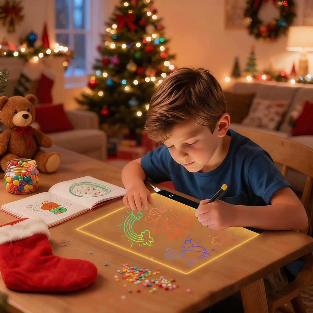 LED Notiztafel mit Farben, LED Schreibtafel mit 6 Farben & 5 Modi, 30x20cm Acryl Notiztafel, Maltafe