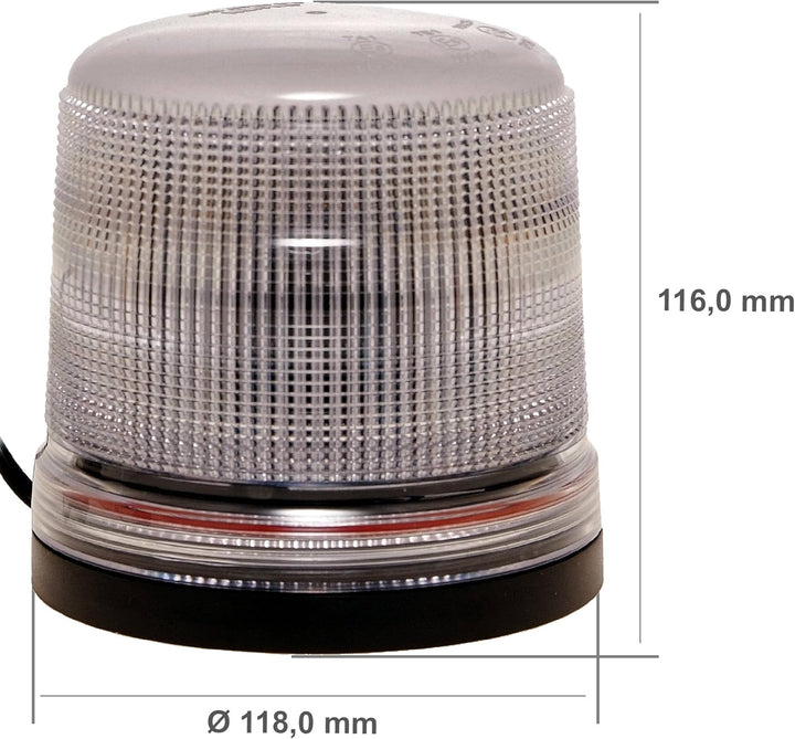 LED-MARTIN Rundumleuchte Sesto - 11 Blitzmuster - klar/blau - Magnetfuss - 12V 24V. Professionelle K