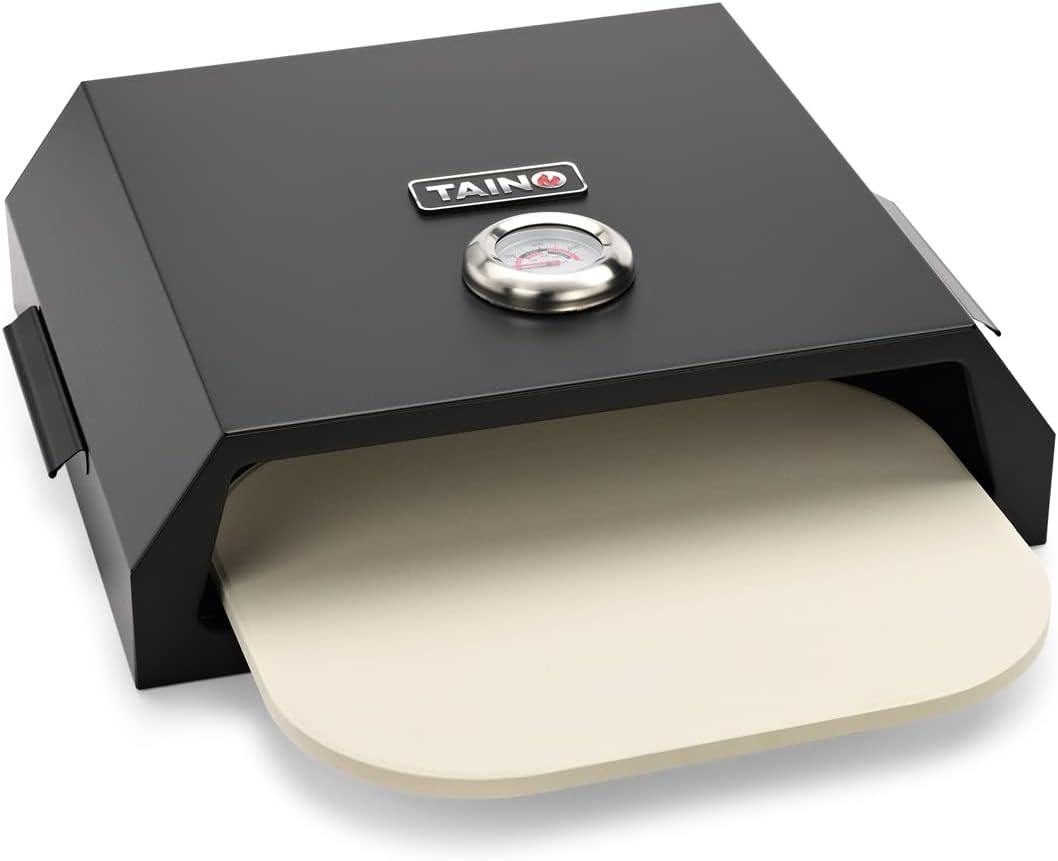 TAINO Pizzaofen Pizzastein Grillofen Backofen Pizzabackofen Edelstahl Pizzastein Pizzaheber (Pizza B